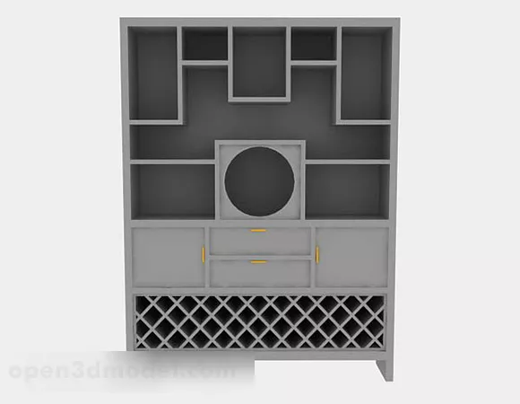 Gray Wooden Display Cabinet V2 3d model Gray Wooden Display Cabinet V2 3d model
