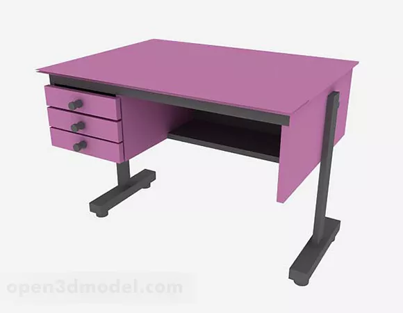 Purple Desk 3d model Purple Desk 3d model