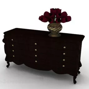 Dark Brown Wooden Cabinet 3d model