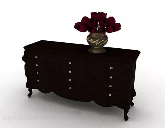 Dark Brown Wooden Cabinet 3d model Dark Brown Wooden Cabinet 3d model