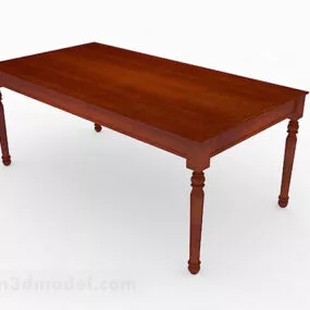 Red Brown Wooden Dining Table V1 3d model