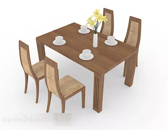 Wooden Simple Dining Table And Chair 3d model Wooden Simple Dining Table And Chair 3d model