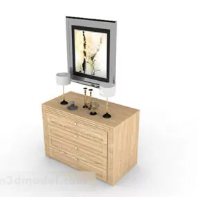 Yellow Wooden Decorative Hall Cabinet V1 3d model
