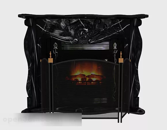 Black Stone Fireplace V1 3d model Black Stone Fireplace V1 3d model