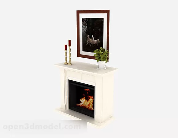 White Fireplace 3d model White Fireplace 3d model