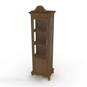Brown Wooden Display Cabinet V3 3d model