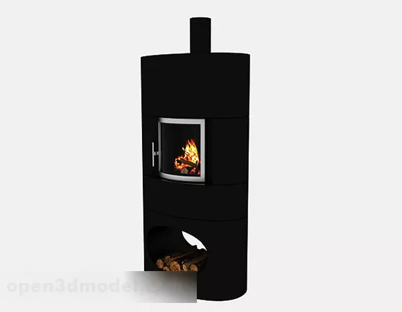 Classic Brick Fireplace With Shelf 3d model