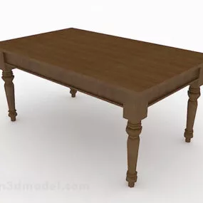 Dark Brown Wooden Dining Table 3d model