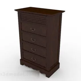 Dark Brown Wooden Cabinet V1 3d model