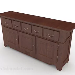 Brown Wooden Office Cabinet V10 3d model