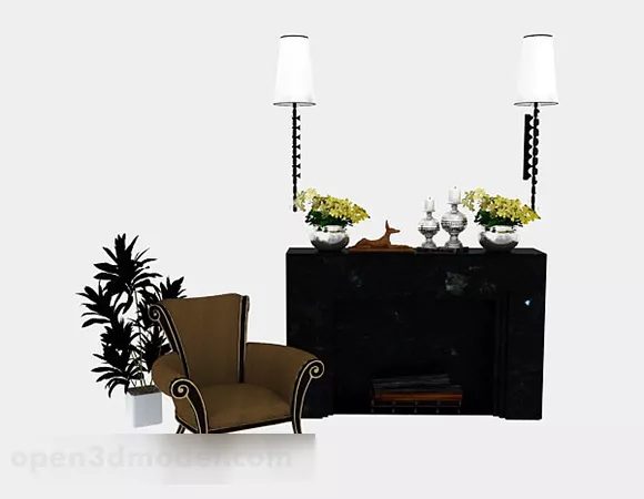 Black Fireplace V3 3d model Black Fireplace V3 3d model