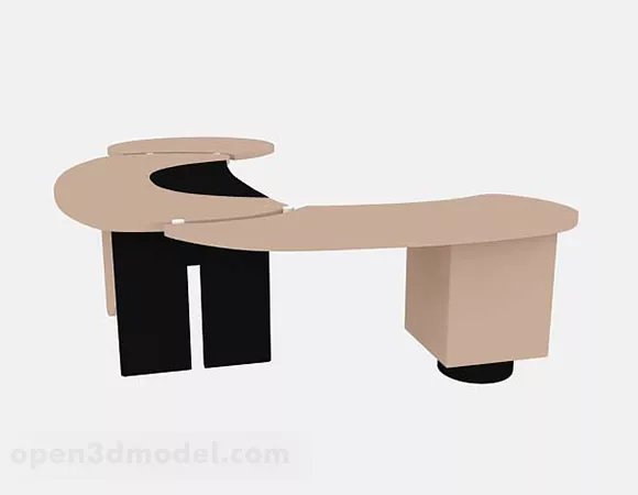 Brown Office Desk V4 3d model Brown Office Desk V4 3d model
