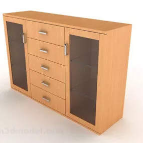 Yellow Wooden Office Cabinet V3 3d model