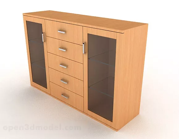 Yellow Wooden Office Cabinet V3 3d model Yellow Wooden Office Cabinet V3 3d model
