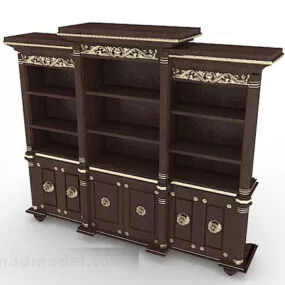 Chinese Style Wooden Brown Display Cabinet 3d model