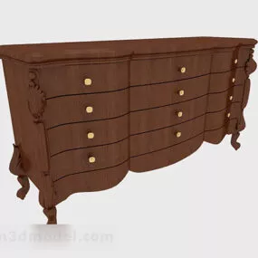 European Style Wooden Porch Cabinet 3d model