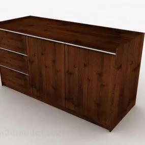 Brown Wooden Entrance Cabinet V4 3d model