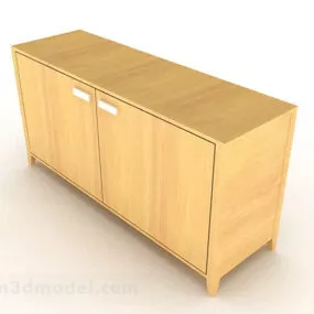 Yellow Minimalist Wooden Tv Cabinet V1 3d model