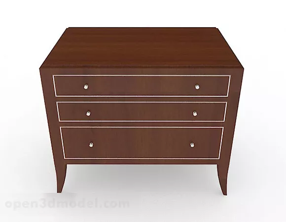 Brown Wooden Simple Bedside Table V2 3d model Brown Wooden Simple Bedside Table V2 3d model