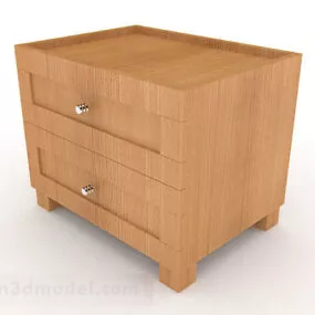 Yellow Wooden Bedside Table V2 3d model