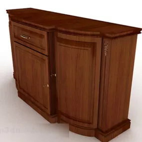 Brown Wooden Office Cabinet V12 3d model