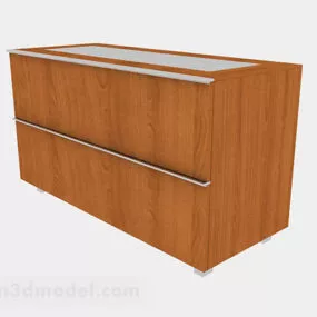 Yellow Brown Wooden Tv Cabinet V2 3d model