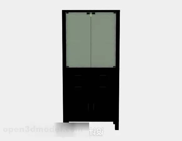 Solid Wooden Bookcase 3d model