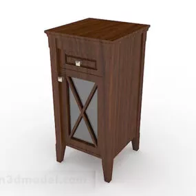 Brown Wooden Office Cabinet V13 3d model