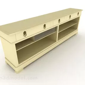 Yellow Wooden Tv Cabinet V15 3d model