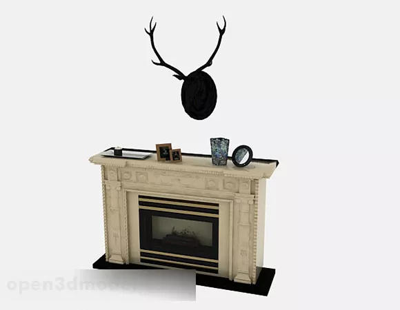 Wooden Fireplace Mantel 3d model