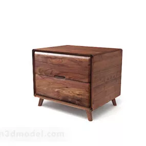 Wooden Brown Bedside Table V1 3d model