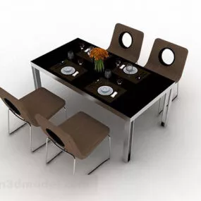 Simple Dining Table And Chair V2 3d model