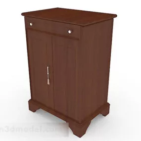 Brown Wooden Wardrobe V8 3d model