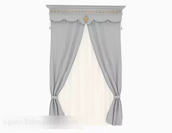 Windows Grey Curtain 3d model Windows Grey Curtain 3d model