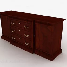 Wooden Brown Office Cabinet V4 3d model