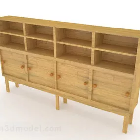 Yellow Wooden Display Cabinet V3 3d model