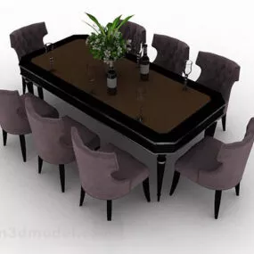 European Simple Dining Table And Chair V1 3d model