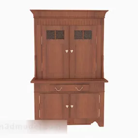 Brown Wooden Wardrobe V9 3d model