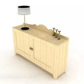 Yellow Wooden Office Cabinet V4 3d model