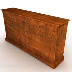 Brown Wooden Entrance Cabinet V5 3d model