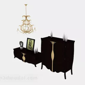 Brown Wooden Office Cabinet V14 3d model