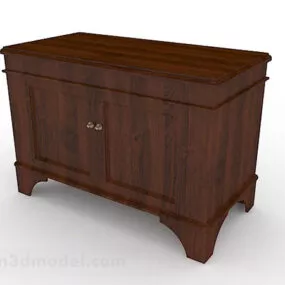 Brown Wooden Bedside Table V14 3d model