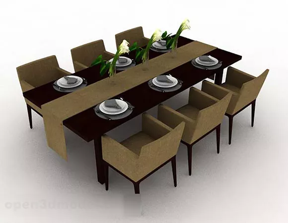 Simple Wooden Dining Table And Chair V4 3d model Simple Wooden Dining Table And Chair V4 3d model