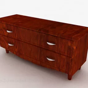 Brown Wooden Tv Cabinet V33 3d model