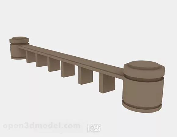 Brown Wooden Railing V1 3d model Brown Wooden Railing V1 3d model