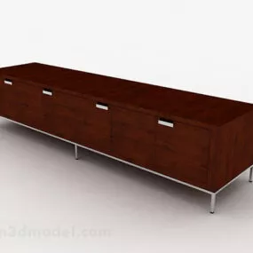 Brown Simple Wooden Tv Cabinet V2 3d model
