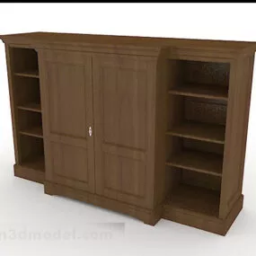 Brown Wooden Wardrobe V10 3d model