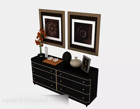 Decoration Table With Wall Artwork 3d model Decoration Table With Wall Artwork 3d model