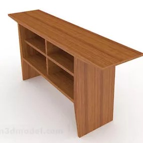 Wooden Brown Desk V2 3d model
