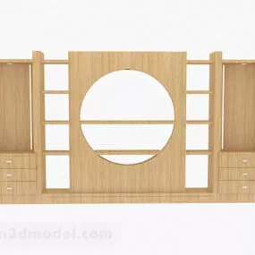 Yellow Wooden Display Cabinet V4 3d model